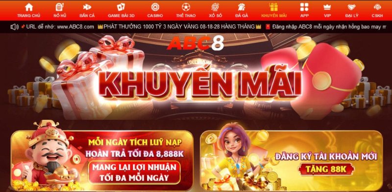 Những chương trình khuyến mãi ABC8 cực hấp dẫn